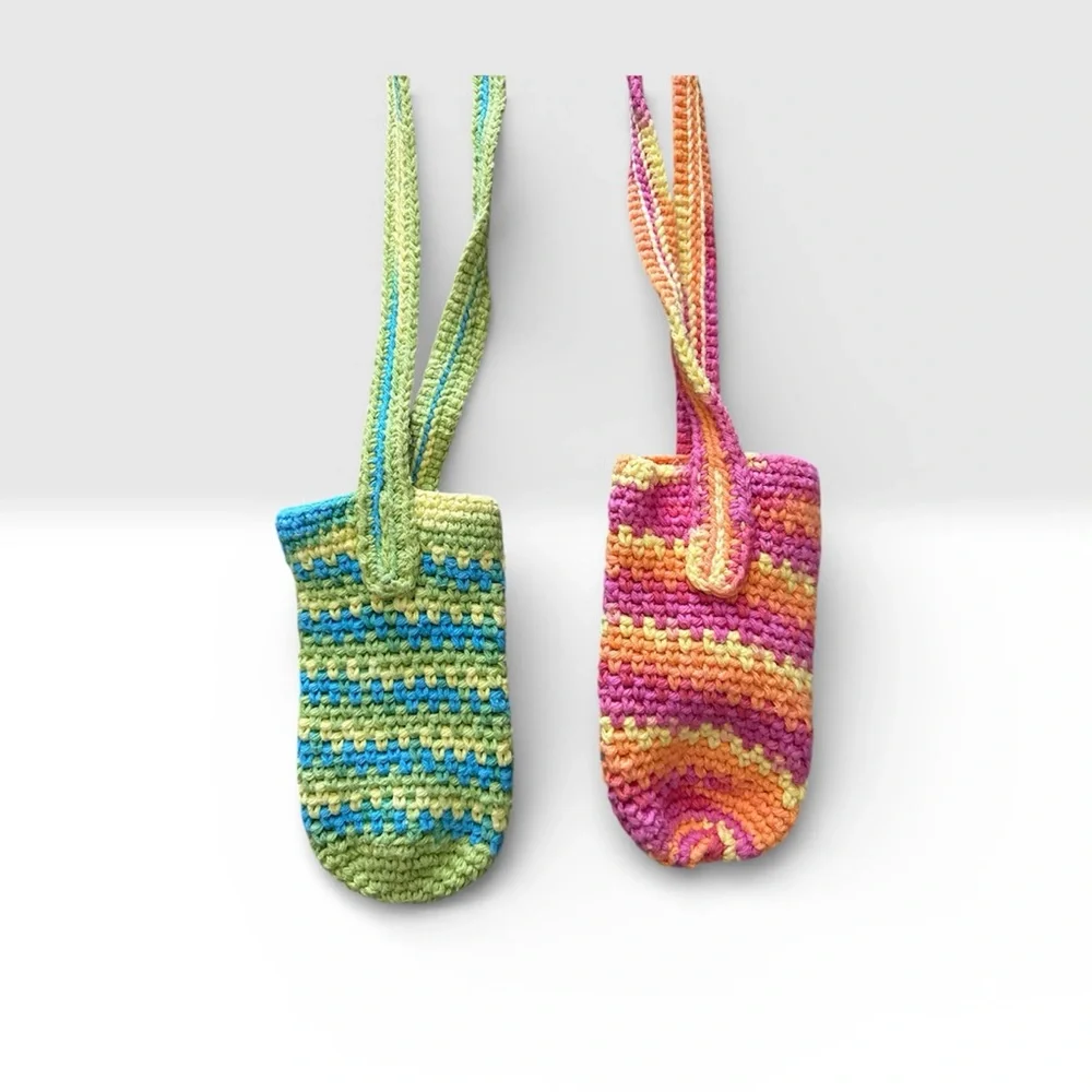 Colorful Crochet Kids Shoulder Bags lot of 2 pre owned
